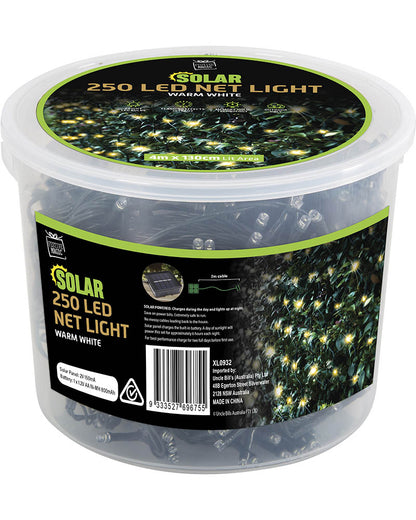 Warm White 250 Piece Solar LED Net Lights 1.3m