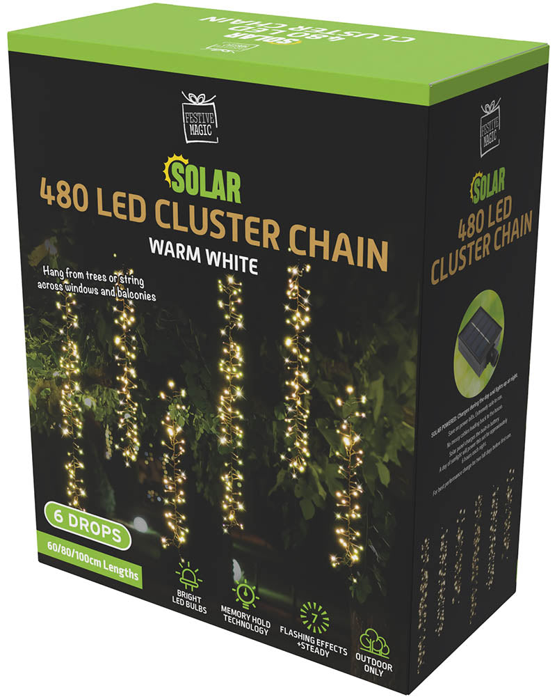 Warm White Tree Clusters Solar Lights 10m