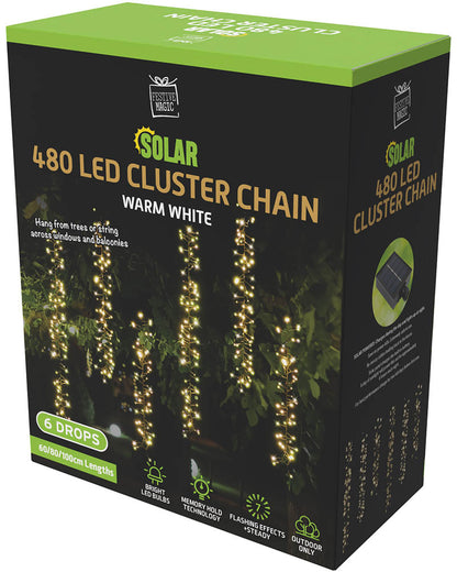 Warm White Tree Clusters Solar Lights 10m