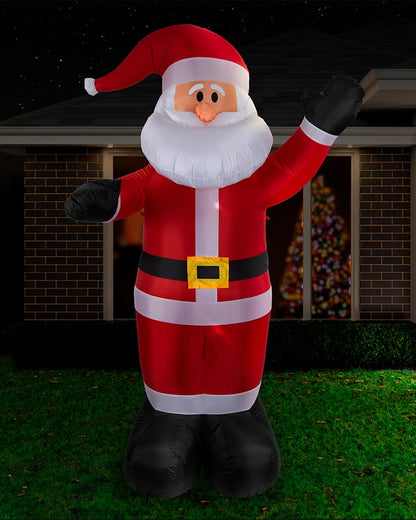 Waving Santa Christmas Lawn Inflatable 2.4m