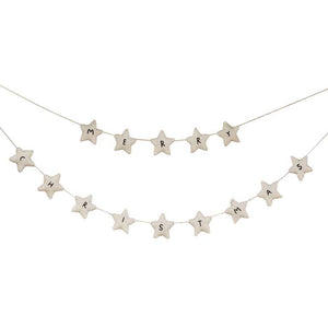 White Christmas Felt White Star Merry Christmas Bunting