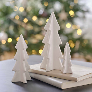 White Christmas Ceramic Christmas Tree Decorations Pack of 3