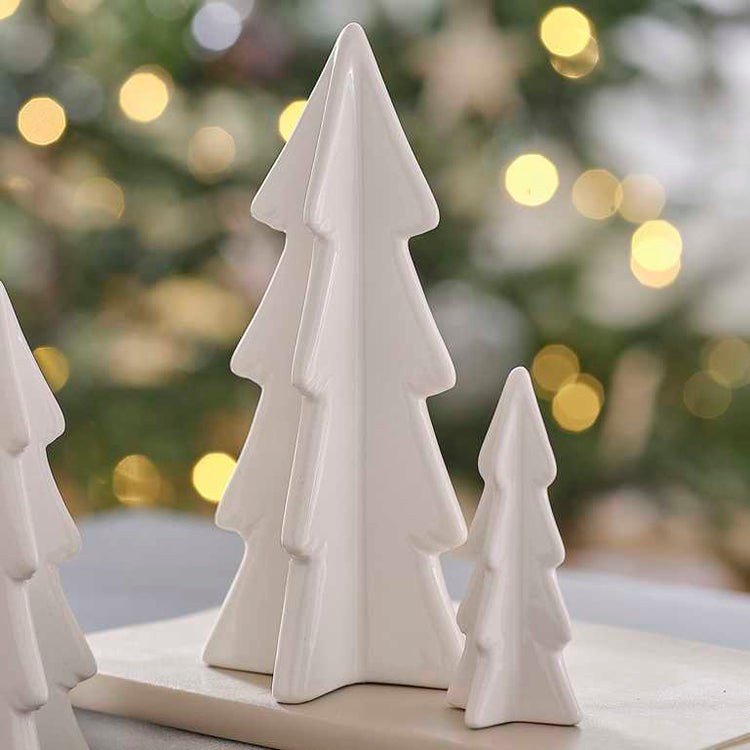 White Christmas Ceramic Christmas Tree Decorations Pack of 3