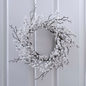 White Christmas Berry Christmas Door Wreath 45cm