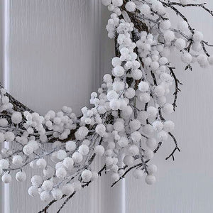 White Christmas Berry Christmas Door Wreath 45cm