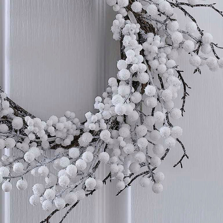 White Christmas Berry Christmas Door Wreath 45cm