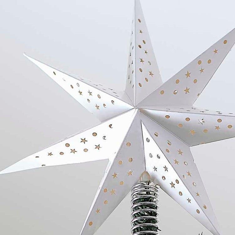 White Christmas Paper Star Tree Topper