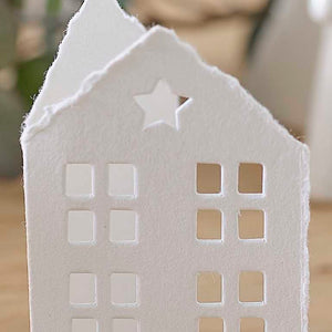 White Christmas Cotton Paper House Place Cards Pack of 6