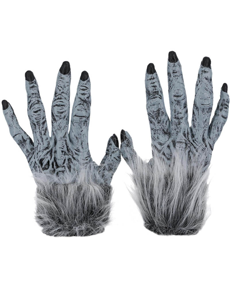 Werewolf Grey Furry Gloves