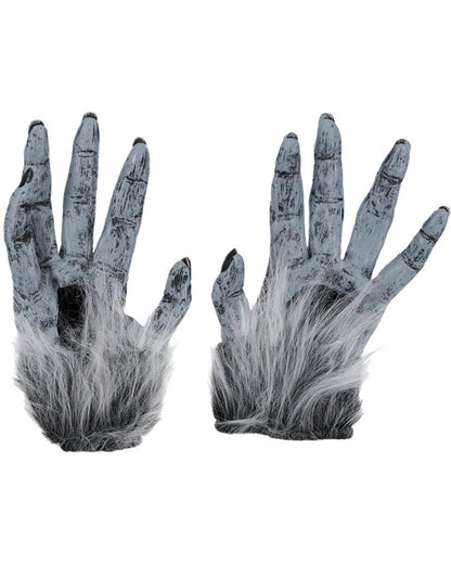 Werewolf Grey Furry Gloves