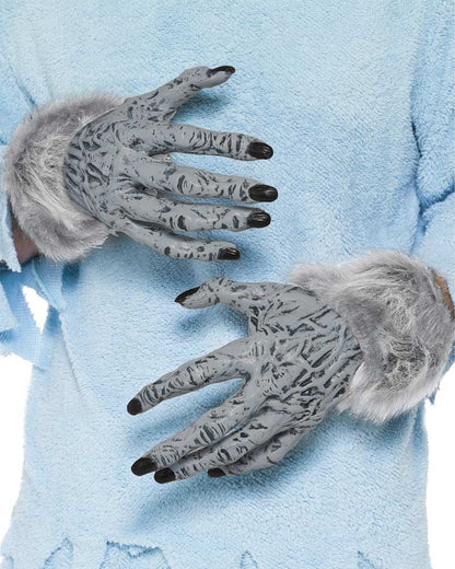 Werewolf Grey Furry Gloves
