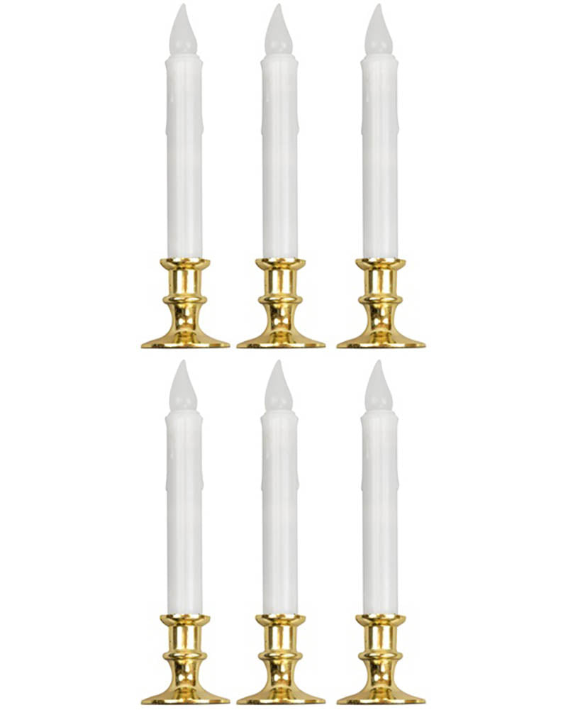 White Flickering LED Candles With Timer 23cm