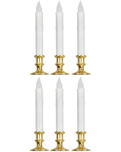 White Flickering LED Candles With Timer 23cm