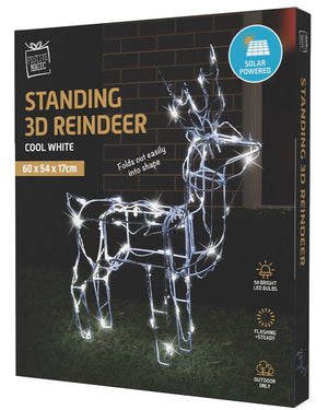 Solar Cool White Christmas LED Standing 3D Reindeer