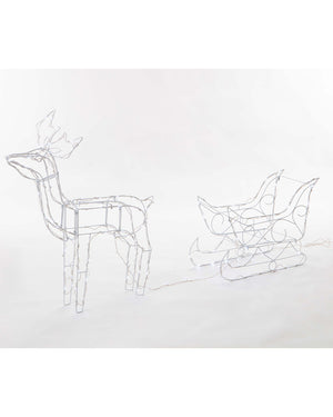 White Solar Christmas LED Sleigh With Reindeer 160L