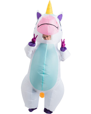 White Unicorn Inflatable Adult Costume