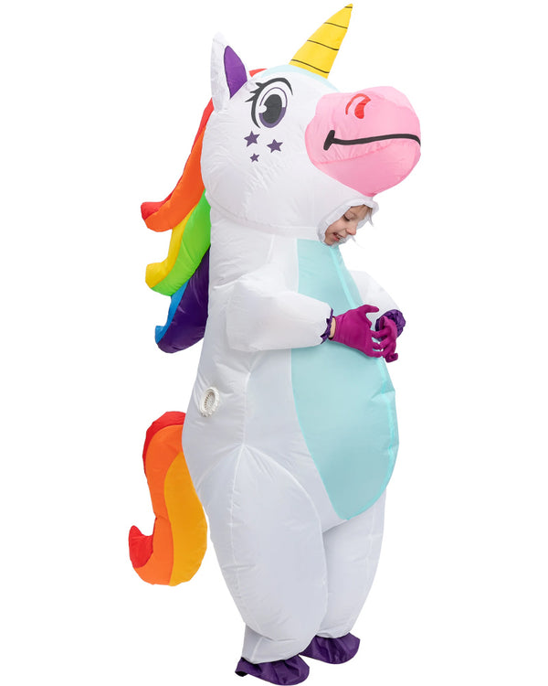 White Unicorn Inflatable Kids Costume