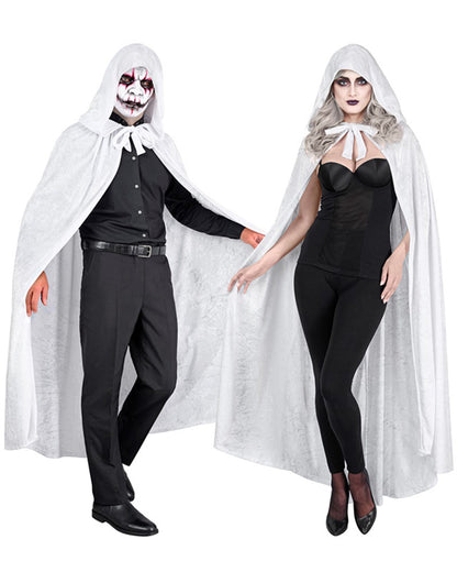 White Velvet Hooded Cape 1.4m
