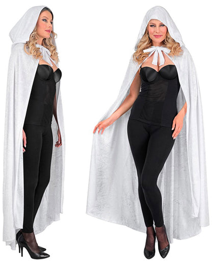 White Velvet Hooded Cape 1.4m
