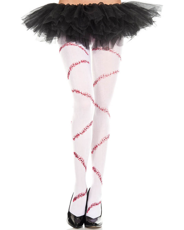 White and Red Bloody Stitch Pantyhose