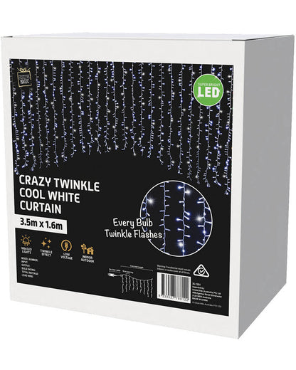 Wild White Twinkling Curtain Lights 3.5m