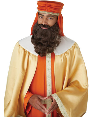 Christmas Wise Man Brown Moustache and Beard