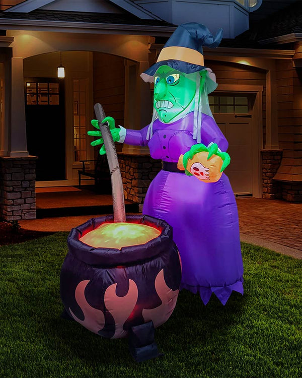 Witch and Cauldron Lawn Inflatable 1.8m