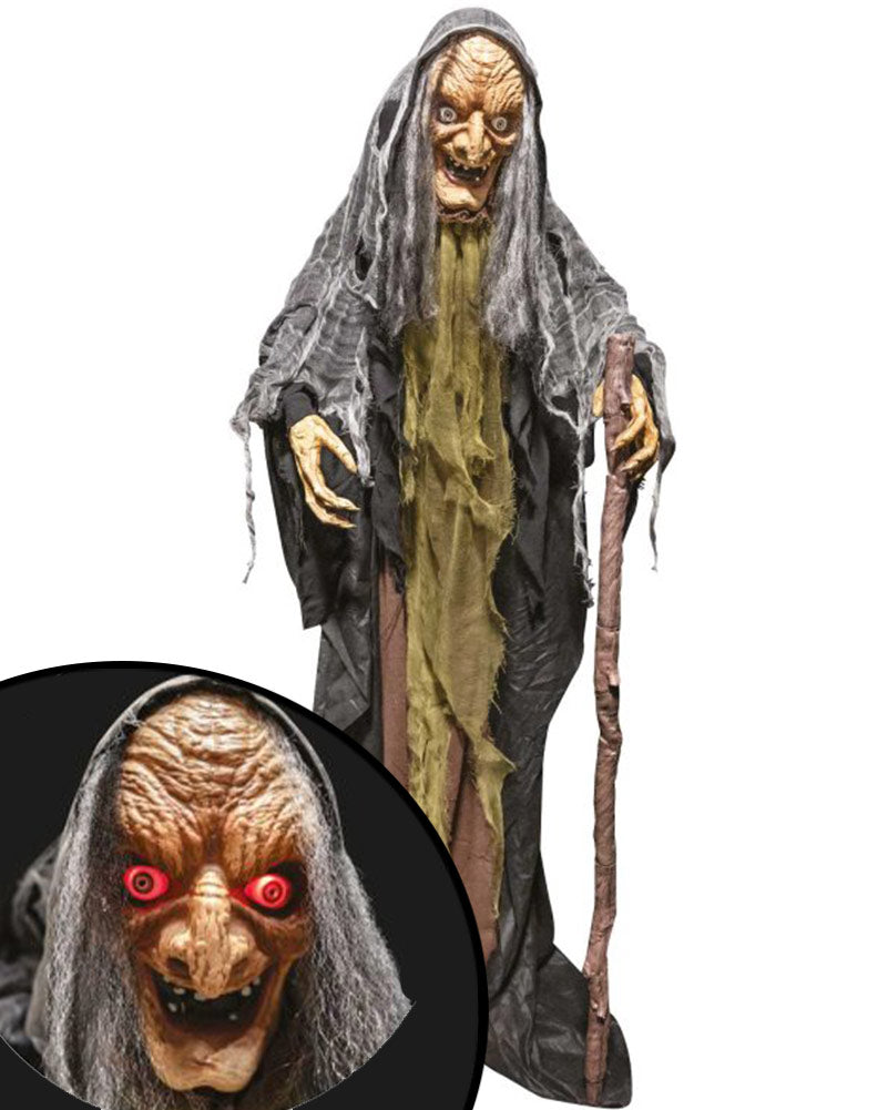 Witch with Cane Animated Halloween Decoration 1.6m
