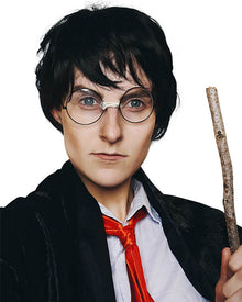 Wizard School Boy Deluxe Black Wig and Glasses Set