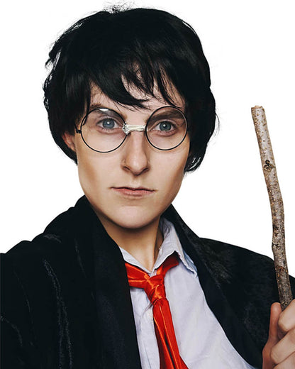 Wizard School Boy Deluxe Black Wig and Glasses Set