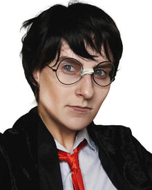 Wizard School Boy Deluxe Black Wig and Glasses Set
