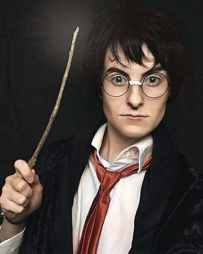 Wizard School Boy Deluxe Black Wig and Glasses Set