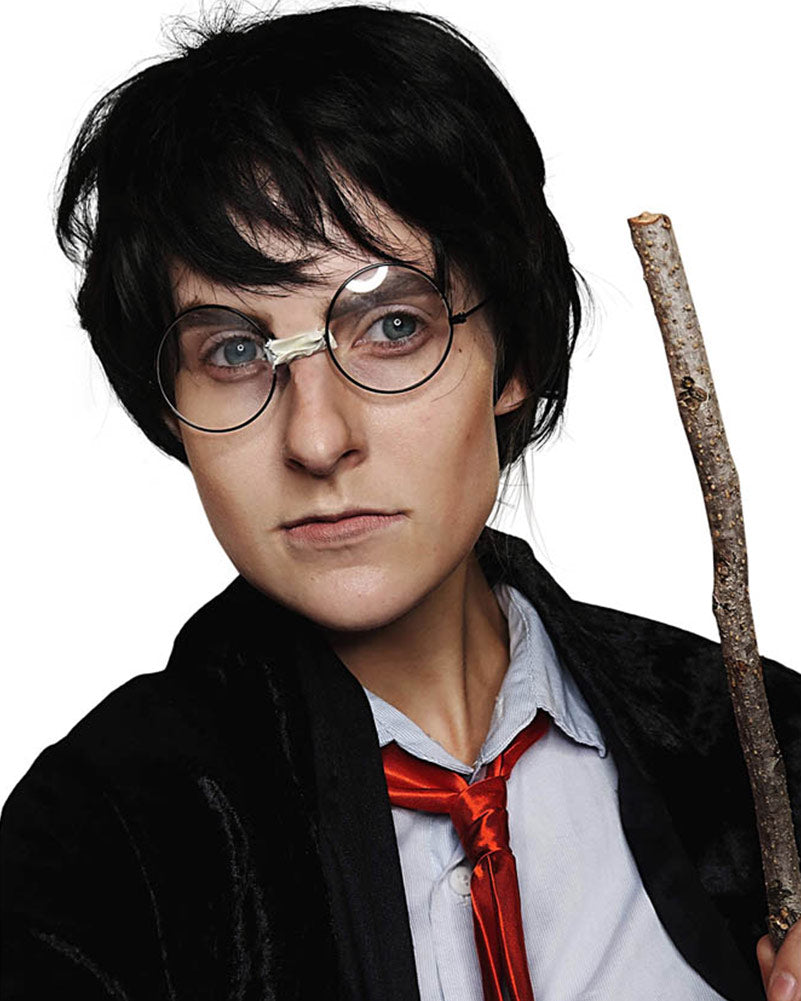 Wizard School Boy Deluxe Black Wig and Glasses Set