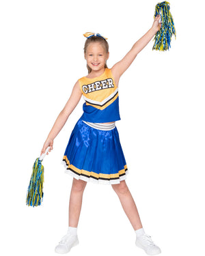 Yellow Blue Cheerleader Girls Costume