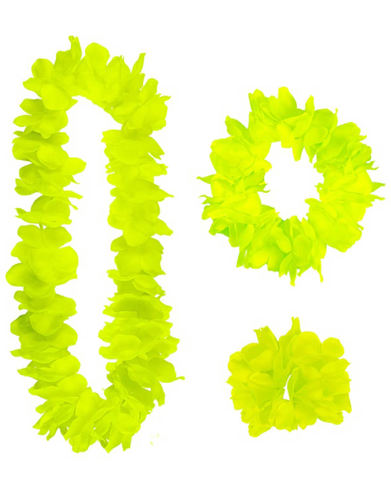 Yellow Hawaiian Lei Crown and Bracelet Set