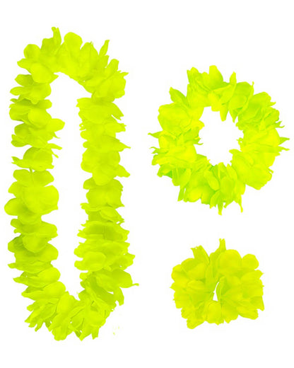 Yellow Hawaiian Lei Crown and Bracelet Set