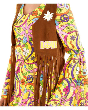 60s Yellow Hippie Dress Womens Costume