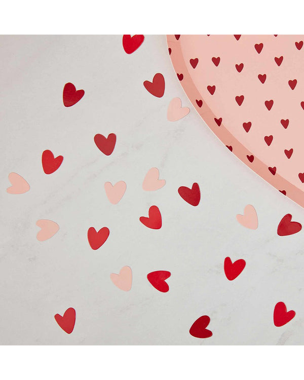 You and Me Pink and Red Hearts Paper Confetti 13g