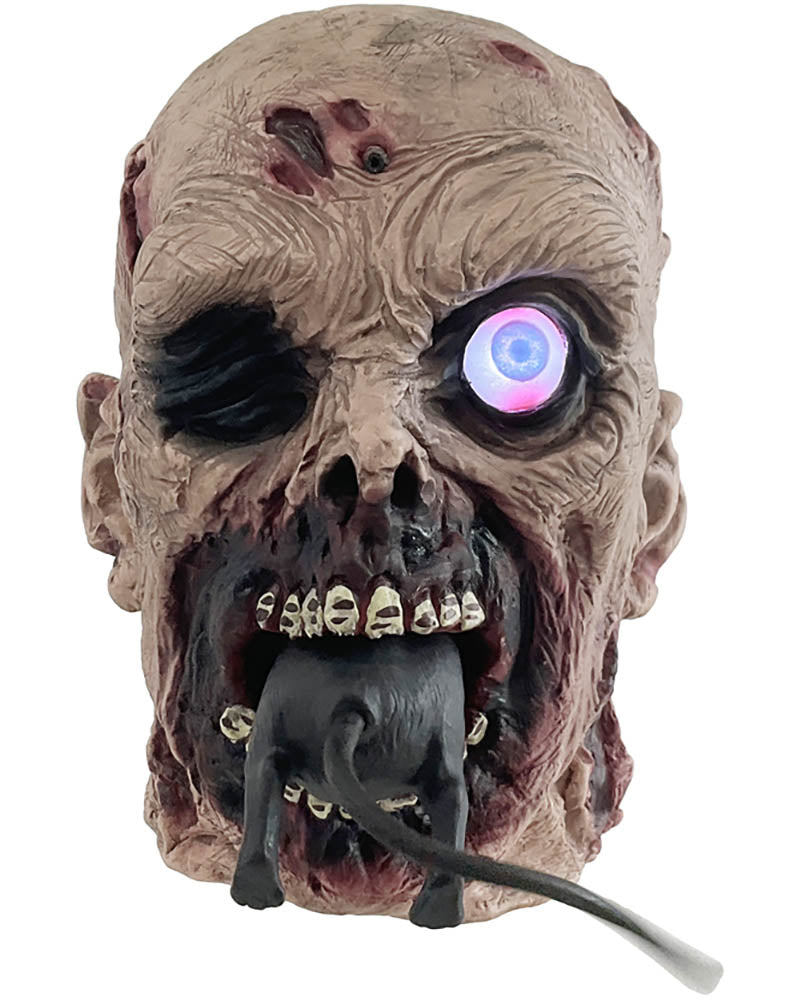Zombie Head Eating Rat Animated Halloween Decoration 22.5cm