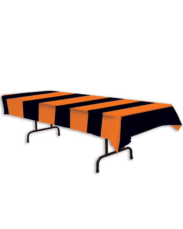 Orange and Black Stripes Plastic Tablecover 2.75m