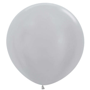 Sempertex 60cm Satin Silver Latex Balloons 481 3PK Pack of 3