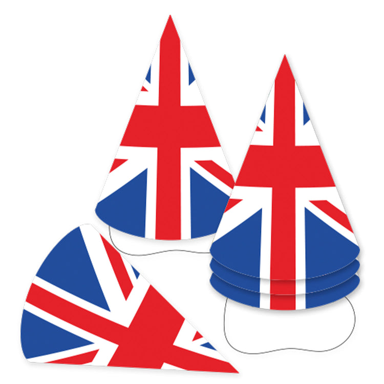 Patriotic British Flag Cone Hats Pack of 6
