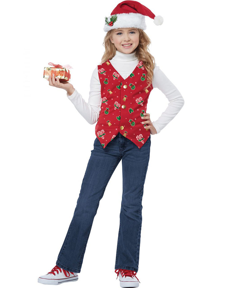 Red Christmas Holiday Vest Kids Christmas Costume