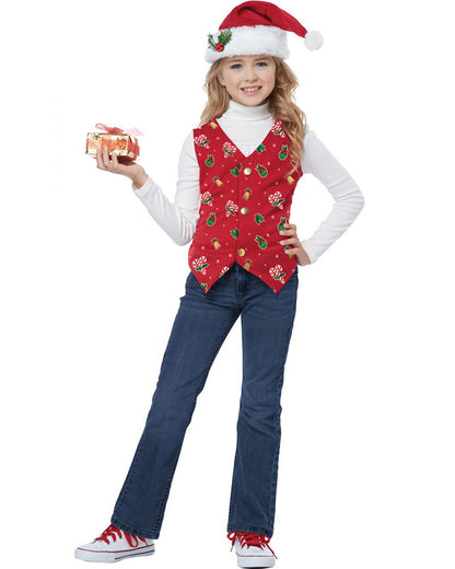 Red Christmas Holiday Vest Kids Christmas Costume