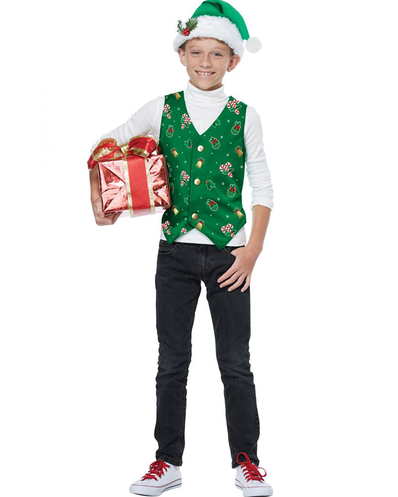 Green Christmas Holiday Vest Kids Christmas Costume
