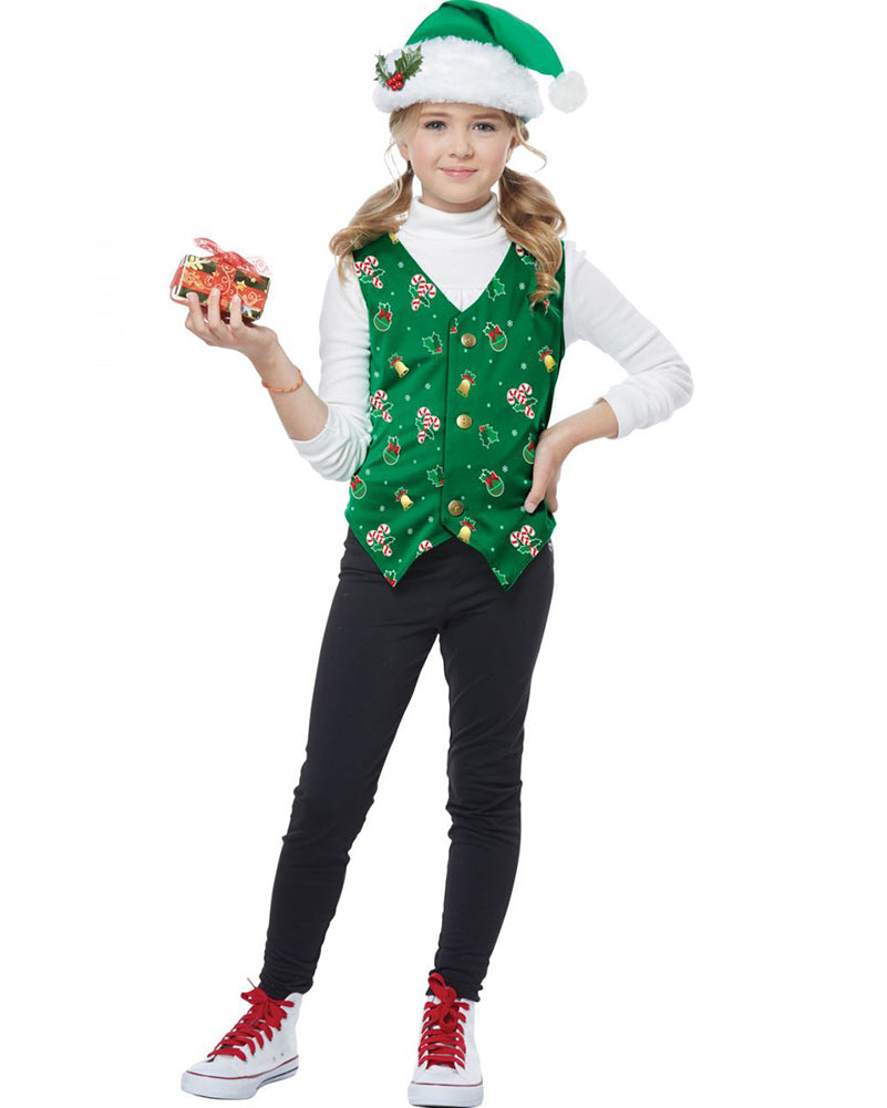 Green Christmas Holiday Vest Kids Christmas Costume