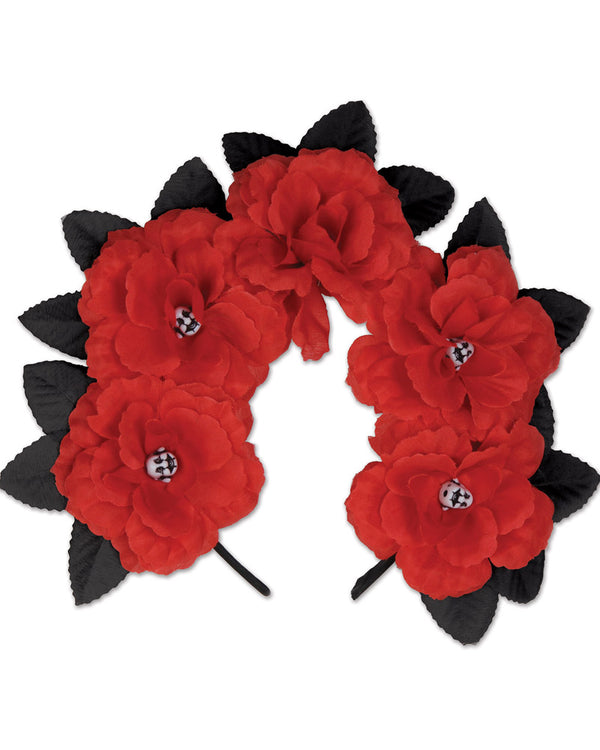 Day of the Dead Red Floral Headband
