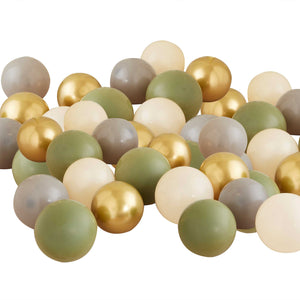Ginger Ray Balloon Pack 12cm Green, Gold, Grey & Sand Pack of 40
