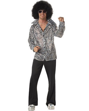 70s Groovy Disco Mens Shirt and Wig Set