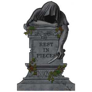 Rest in Pieces with Reaper Tombstone Styrofoam Decoration 55cm